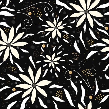 Kusursuz bir çiçek deseni ve ince bir arkaplanı var. Vektör İllüstrasyonu