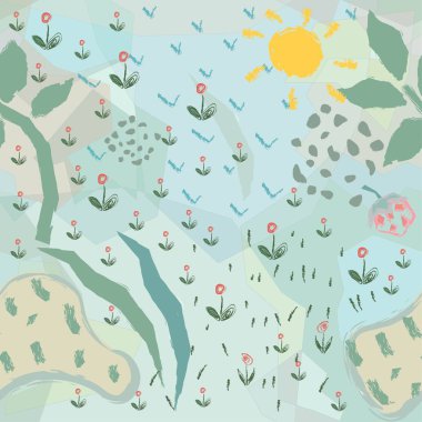 Çiçeksiz desen. El Çizimi.