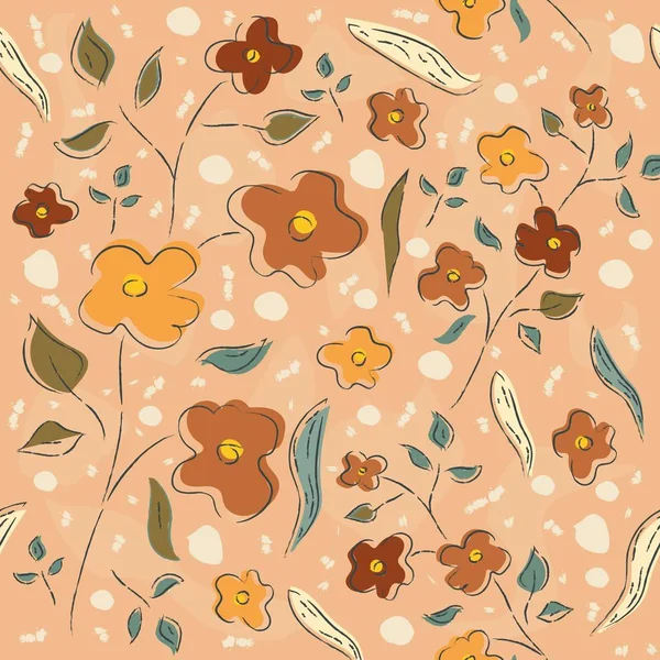Floral Seamless Pattern Dessiné Main — Image vectorielle