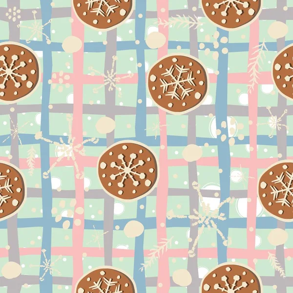 Seamless Pattern Cute Gingerbread Cookies Funny Shape Repeating Background Prints — Stock Vector