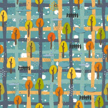 Çiçeksiz desen. El çizimi. Vektör İllüstrasyonu