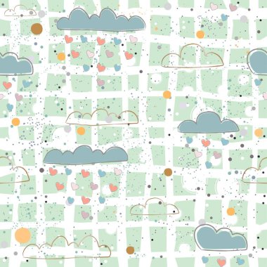 Şirin El Çizilmiş Bulutlar, narin tasarım, basitçe vektör İllüzyonu