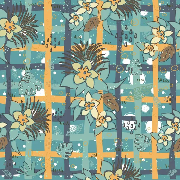 Floral Pattern Blue Terracotta Floral Abstract Naadloos Patroon Modern Digitaal — Stockvector