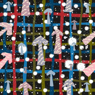 Elle çizilmiş kar taneleriyle kusursuz kış deseni. İskandinav tarzı. Mutlu Noeller desenli. Vektör İllüstrasyonu