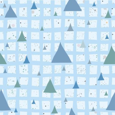 Elle çizilmiş kar taneleriyle kusursuz kış deseni. İskandinav tarzı. Mutlu Noeller desenli. Vektör İllüstrasyonu