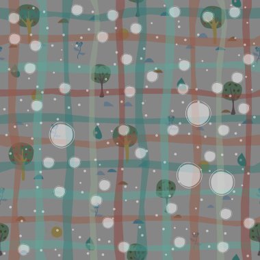 Elle çizilmiş kar taneleriyle kusursuz kış deseni. İskandinav tarzı. Mutlu Noeller desenli. Vektör İllüstrasyonu