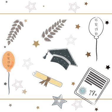 Mezuniyet sınıfı. Eğitim Koleksiyonu. Vektör İllüstrasyonu.