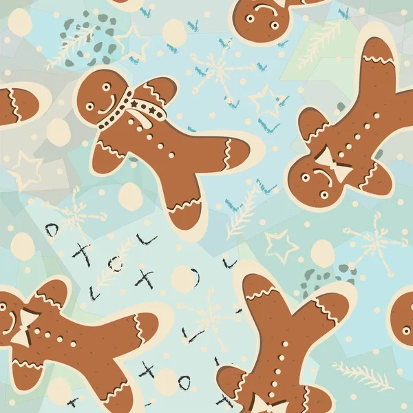 Tatlı zencefilli kurabiyeli kusursuz desenli, komik şekilli. Parmak izleri için arka plan tekrarlanıyor. 