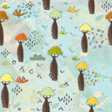 Çiçeksiz desen. El çizimi. Vektör İllüstrasyonu