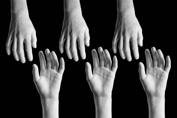Білі Гіпсові Руки Ізольовані Чорному — стокове фото
