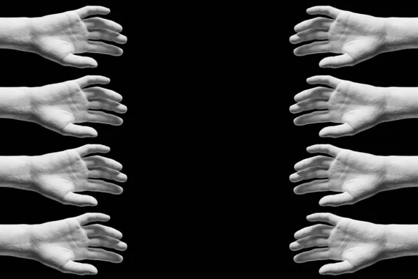 Рамка Білої Гіпсової Руки Ізольована Чорному — стокове фото