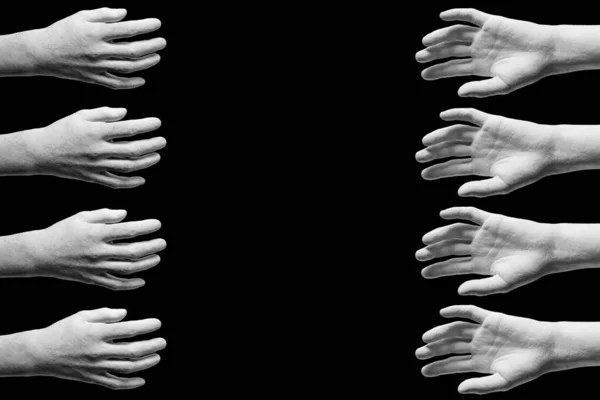 Πλαίσιο Από Λευκά Χέρια Σοβά Που Απομονώνονται Μαύρο — Φωτογραφία Αρχείου