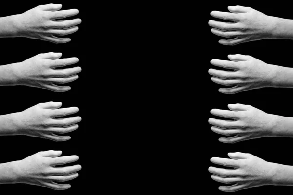 Πλαίσιο Από Λευκά Χέρια Σοβά Που Απομονώνονται Μαύρο — Φωτογραφία Αρχείου
