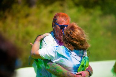 Malaga, İspanya - 4 Haziran 2017: Unicaja renk yolun Malaga, İspanya'da 4 Haziran 2017 üzerinde zevk tanımlanamayan kişi.