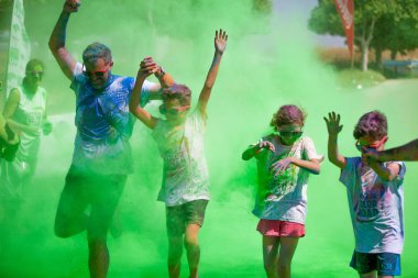 Malaga, İspanya - 4 Haziran 2017: Unicaja renk yolun Malaga, İspanya'da 4 Haziran 2017 üzerinde zevk tanımlanamayan kişi.