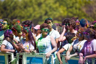 Malaga, İspanya - 4 Haziran 2017: Unicaja renk yolun Malaga, İspanya'da 4 Haziran 2017 üzerinde zevk tanımlanamayan kişi.