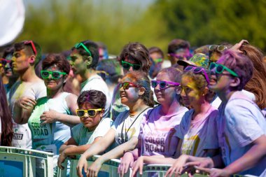 Malaga, İspanya - 4 Haziran 2017: Unicaja renk yolun Malaga, İspanya'da 4 Haziran 2017 üzerinde zevk tanımlanamayan kişi.