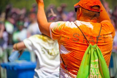 Malaga, İspanya - 4 Haziran 2017: Unicaja renk yolun Malaga, İspanya'da 4 Haziran 2017 üzerinde zevk tanımlanamayan kişi.