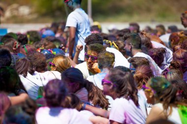 Malaga, İspanya - 4 Haziran 2017: Unicaja renk yolun Malaga, İspanya'da 4 Haziran 2017 üzerinde zevk tanımlanamayan kişi.
