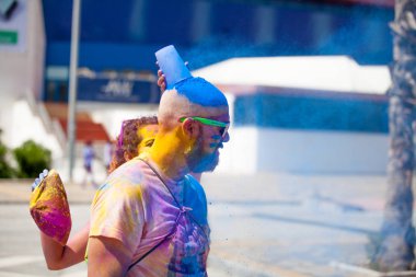 Malaga, İspanya - 4 Haziran 2017: Unicaja renk yolun Malaga, İspanya'da 4 Haziran 2017 üzerinde zevk tanımlanamayan kişi.