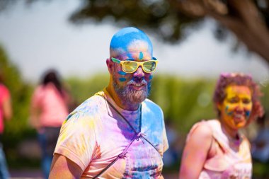 Malaga, İspanya - 4 Haziran 2017: Unicaja renk yolun Malaga, İspanya'da 4 Haziran 2017 üzerinde zevk tanımlanamayan kişi.