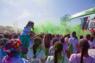 Malaga, İspanya - 4 Haziran 2017: Unicaja renk yolun Malaga, İspanya'da 4 Haziran 2017 üzerinde zevk tanımlanamayan kişi.
