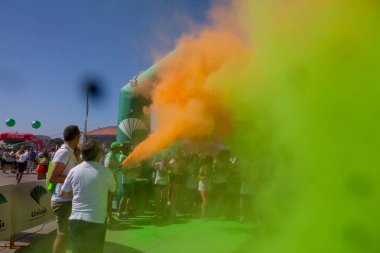 Malaga, İspanya - 4 Haziran 2017: Unicaja renk yolun Malaga, İspanya'da 4 Haziran 2017 üzerinde zevk tanımlanamayan kişi.