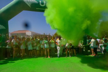 Malaga, İspanya - 4 Haziran 2017: Unicaja renk yolun Malaga, İspanya'da 4 Haziran 2017 üzerinde zevk tanımlanamayan kişi.