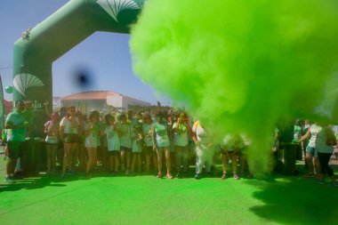 Malaga, İspanya - 4 Haziran 2017: Unicaja renk yolun Malaga, İspanya'da 4 Haziran 2017 üzerinde zevk tanımlanamayan kişi.