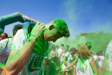 Malaga, İspanya - 4 Haziran 2017: Unicaja renk yolun Malaga, İspanya'da 4 Haziran 2017 üzerinde zevk tanımlanamayan kişi.