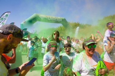 Malaga, İspanya - 4 Haziran 2017: Unicaja renk yolun Malaga, İspanya'da 4 Haziran 2017 üzerinde zevk tanımlanamayan kişi.