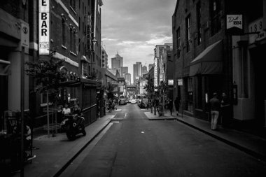 Melbourne, Avustralya - 11 Şubat 2017: Little Bourke street Chinatown Melbourne, Avustralya'da popüler mahallede.