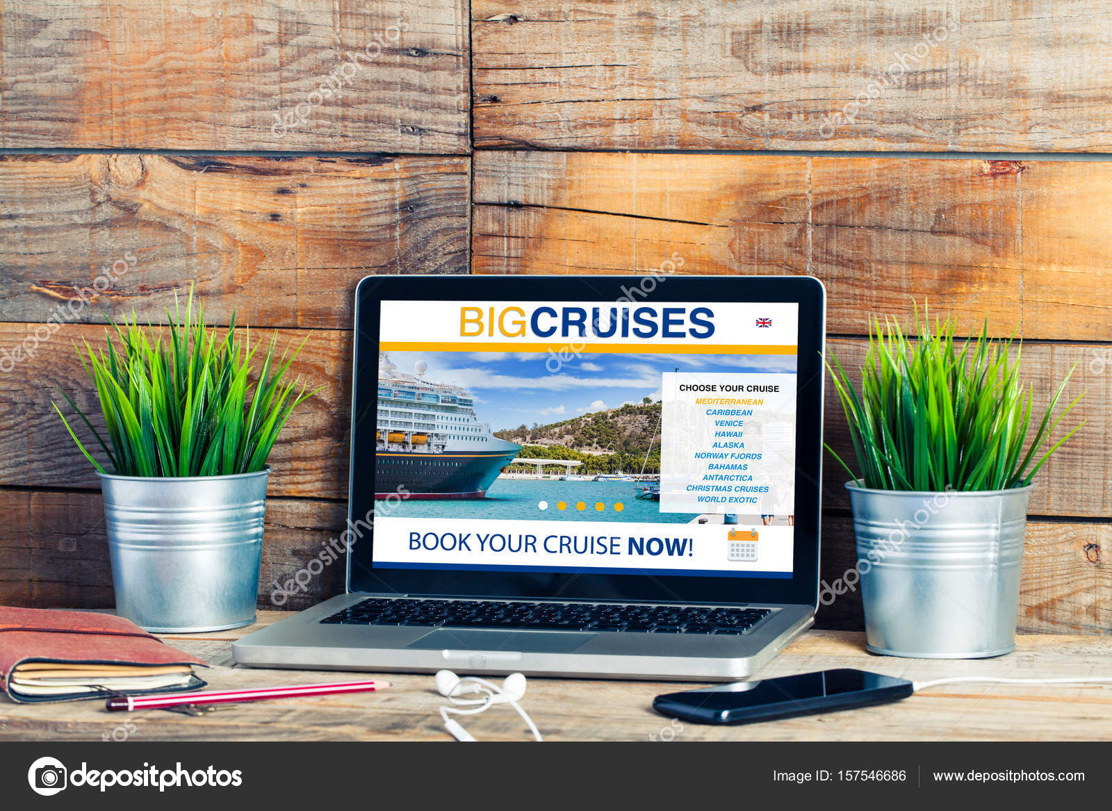 Cruise Travel Booking Website In A Laptop At The Office Stock