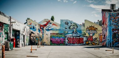 MELBOURNE, AUSTRALIA - March 12, 2017: Graffiti walls in Melbourne, Australia. clipart