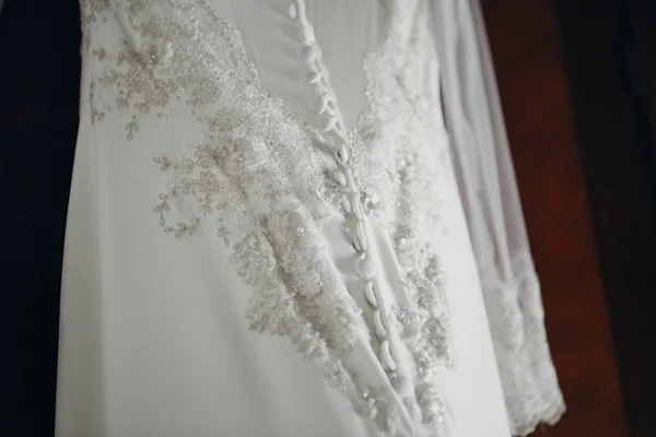 Close up detail of bridal dress — Stock Photo, Image