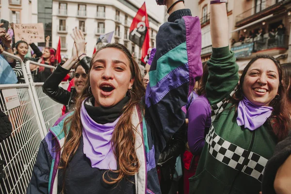 Malaga Spain March 2018 Thousands Women Take Part Feminist Strike — Stock Photo, Image