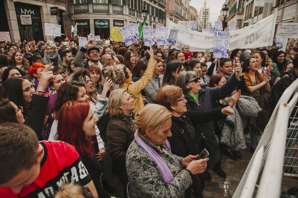 Malaga Spain March 2018 Thousands Women Take Part Feminist Strike — Stock Photo, Image