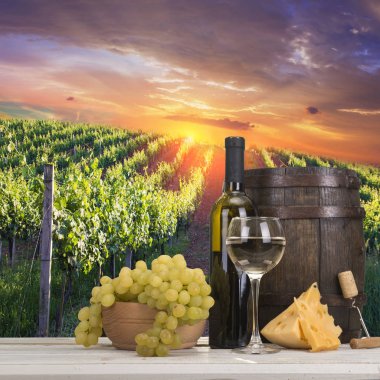 Tuscany, İtalya 'da üzüm bağında kırmızı şarap