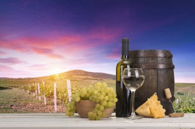Tuscany, İtalya 'da üzüm bağında kırmızı şarap