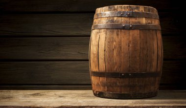 fıçının arka planı ve aşınmış eski ahşap masa