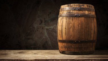 fıçının arka planı ve aşınmış eski ahşap masa