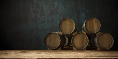 fıçının arka planı ve aşınmış eski ahşap masa