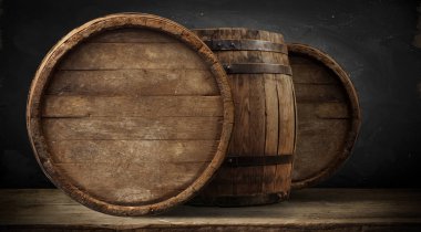 fıçının arka planı ve aşınmış eski ahşap masa