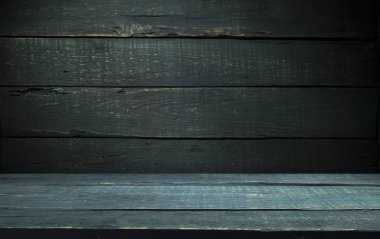 Tahta kahverengi tahıl dokusu, koyu duvar arkaplanı, ahşap masa manzarası.