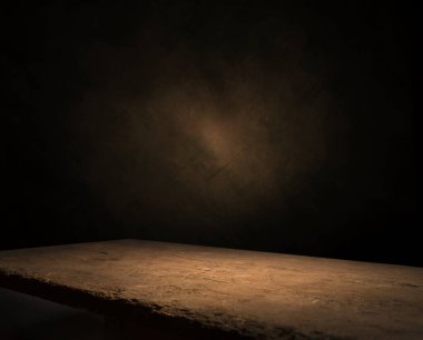 Tahta kahverengi tahıl dokusu, koyu duvar arkaplanı, ahşap masa manzarası.