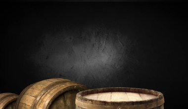 fıçının arka planı ve aşınmış eski ahşap masa