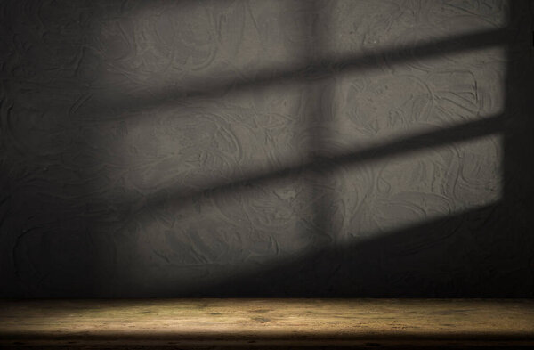 Empty top of natural stone table and grey wall background. For product display