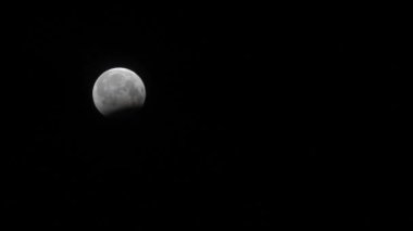 moon moving through the night sky during a solar eclipse