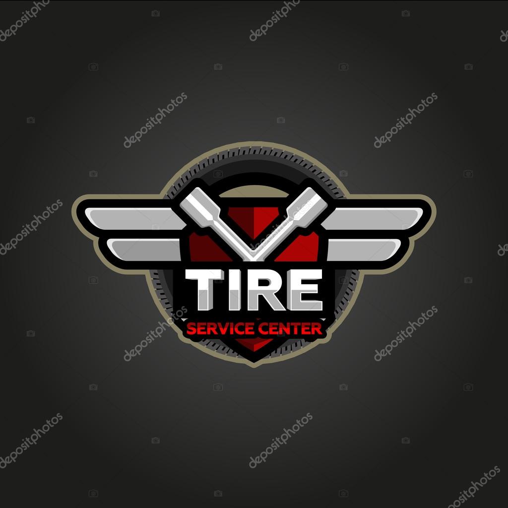 Tire service Label, Emblem and Logo