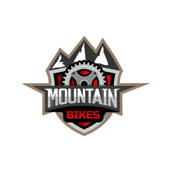 Σήμα έμβλημα λογότυπο ποδήλατο βουνού — Διανυσματικό Αρχείο